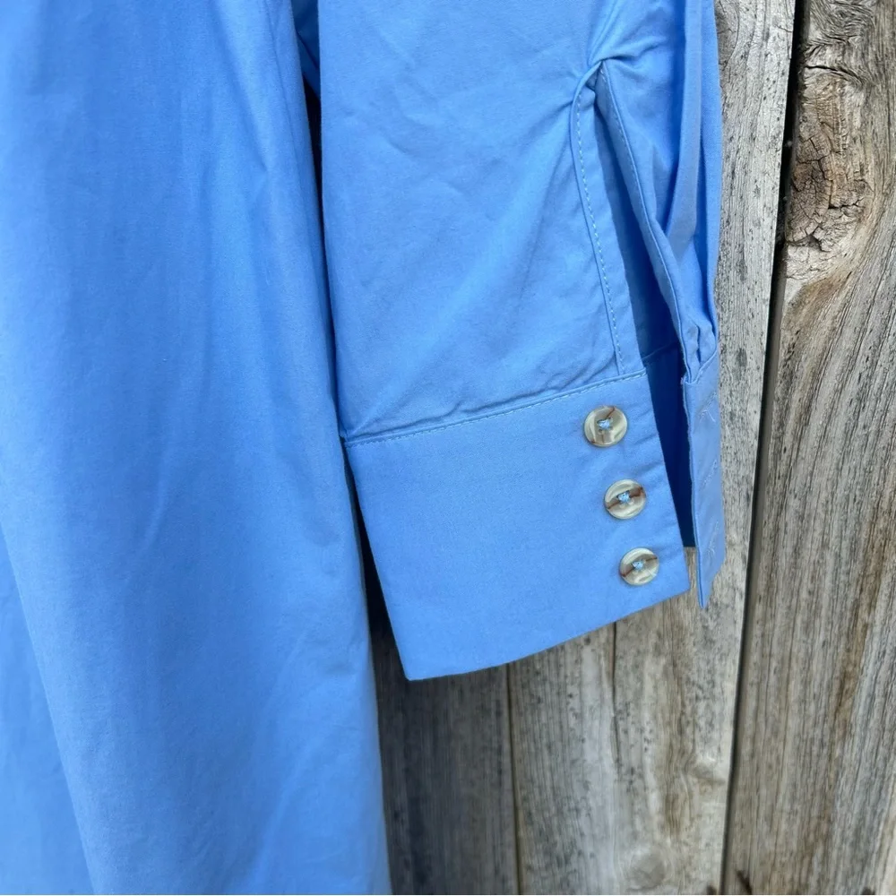Anthropologie Maeve The Soren Long Sleeve Midi Shirt Dress Cotton Blue M - Picture 13 of 16